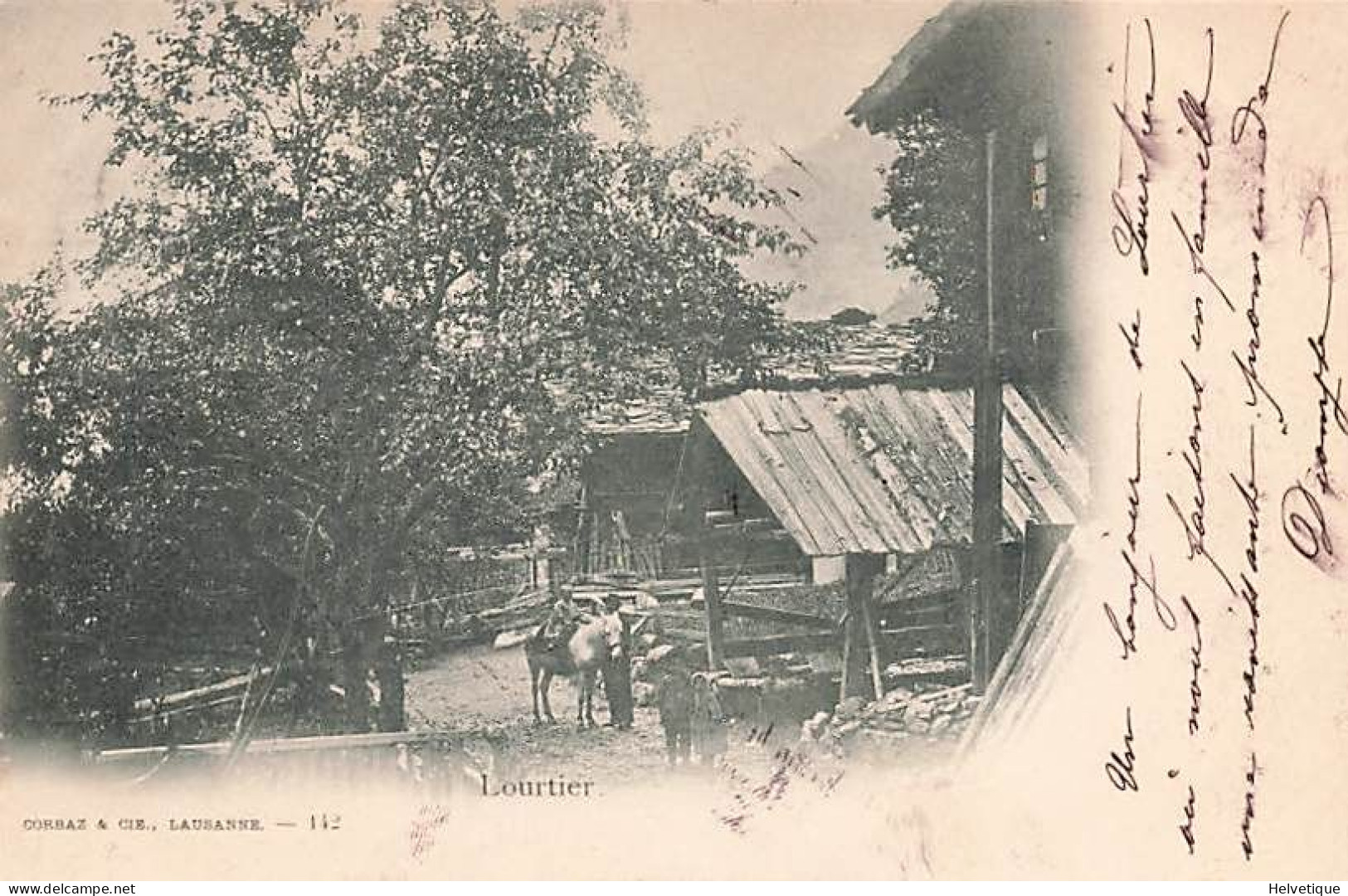 Lourtier 1900 Attelage Mulet Val De Bagnes Cachet Martigny - Bagnes