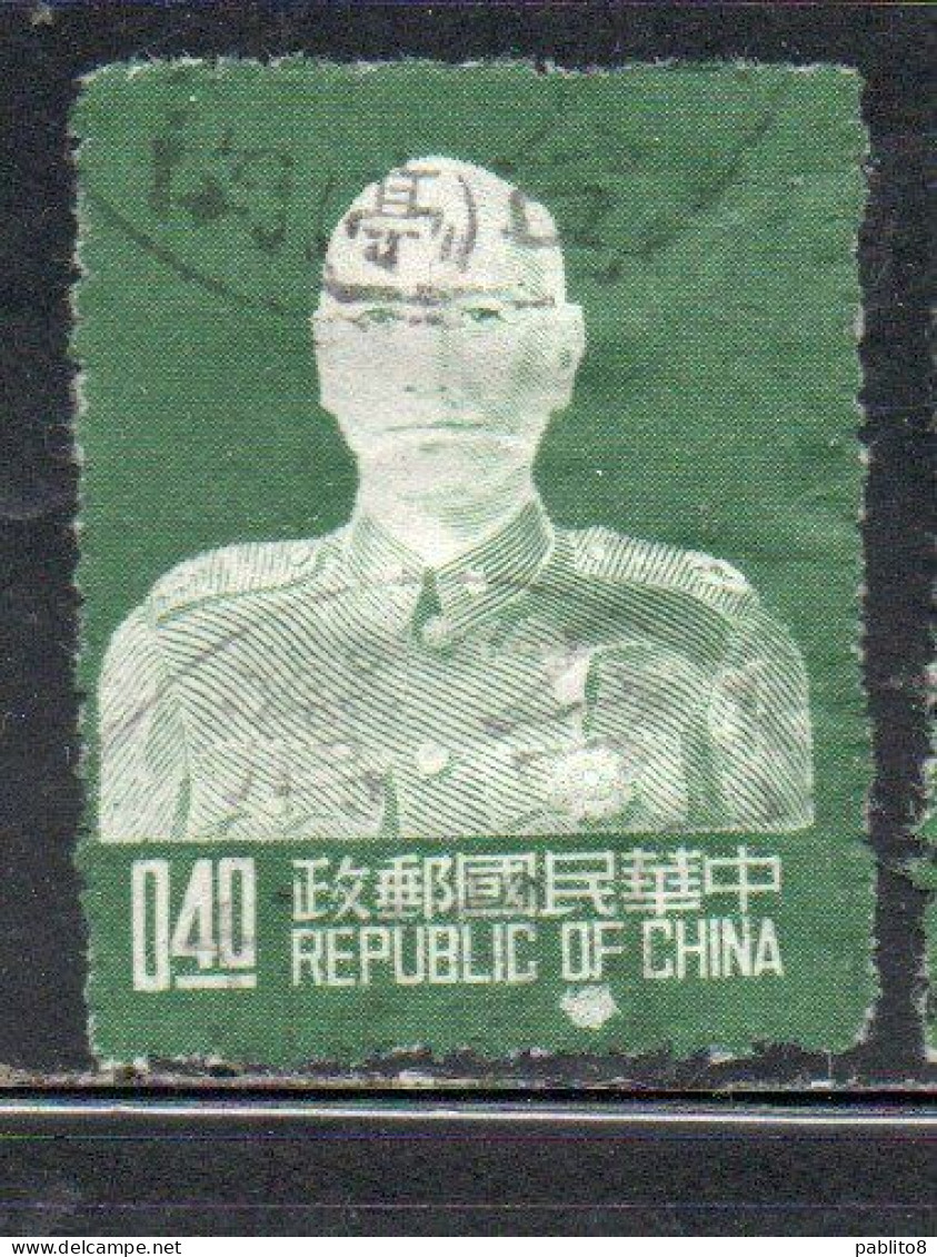CHINA REPUBLIC CINA TAIWAN FORMOSA 1953 CHIANG KAI-SHEK PRESIDENT 40c USED USATO OBLITERE' - Gebraucht