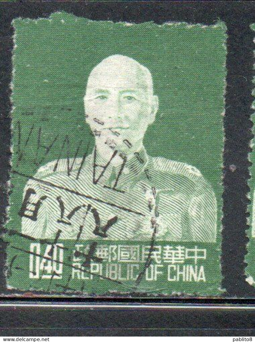 CHINA REPUBLIC CINA TAIWAN FORMOSA 1953 CHIANG KAI-SHEK PRESIDENT 40c USED USATO OBLITERE' - Usados