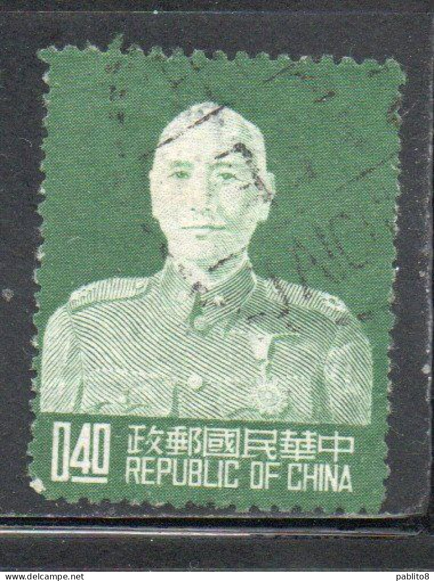 CHINA REPUBLIC CINA TAIWAN FORMOSA 1953 CHIANG KAI-SHEK PRESIDENT 40c USED USATO OBLITERE' - Oblitérés