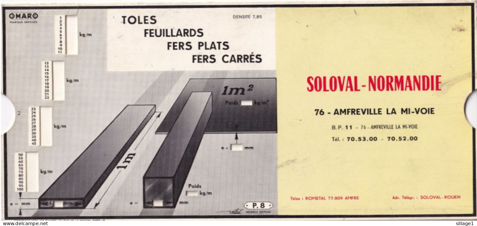 AMFREVILLE (Seine Maritime 76) REGLE POUR TOLES FEUILLARDS FERS PLATS FERS CARRES - SOLOVAL-NORMANDIE - Travaux Publics