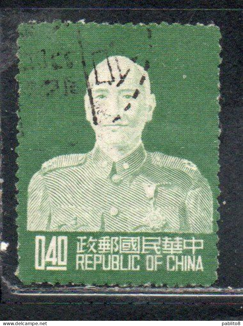 CHINA REPUBLIC CINA TAIWAN FORMOSA 1953 CHIANG KAI-SHEK PRESIDENT 40c USED USATO OBLITERE' - Gebraucht