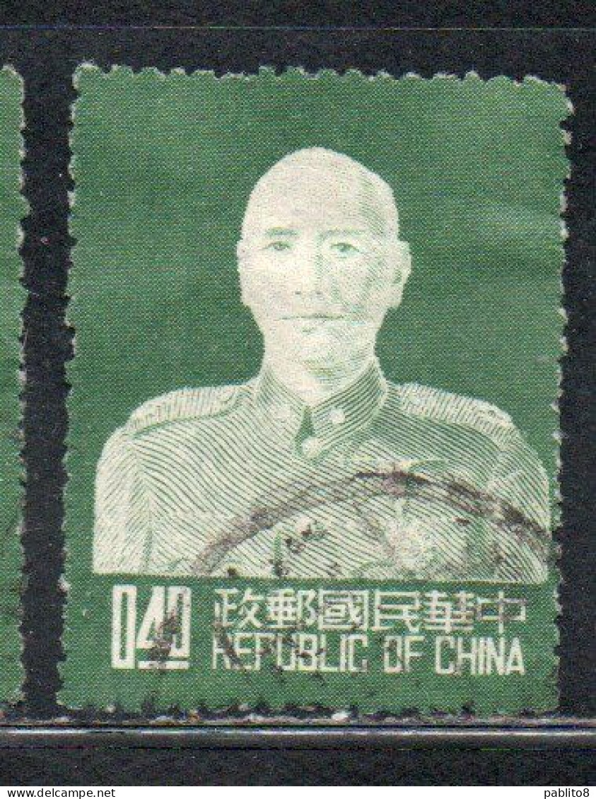 CHINA REPUBLIC CINA TAIWAN FORMOSA 1953 CHIANG KAI-SHEK PRESIDENT 40c USED USATO OBLITERE' - Used Stamps