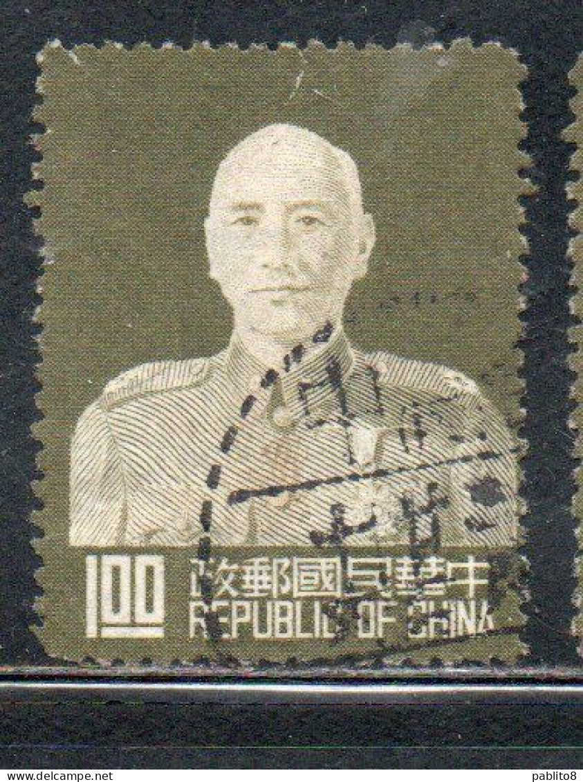 CHINA REPUBLIC CINA TAIWAN FORMOSA 1953 CHIANG KAI-SHEK PRESIDENT 1$ USED USATO OBLITERE' - Used Stamps