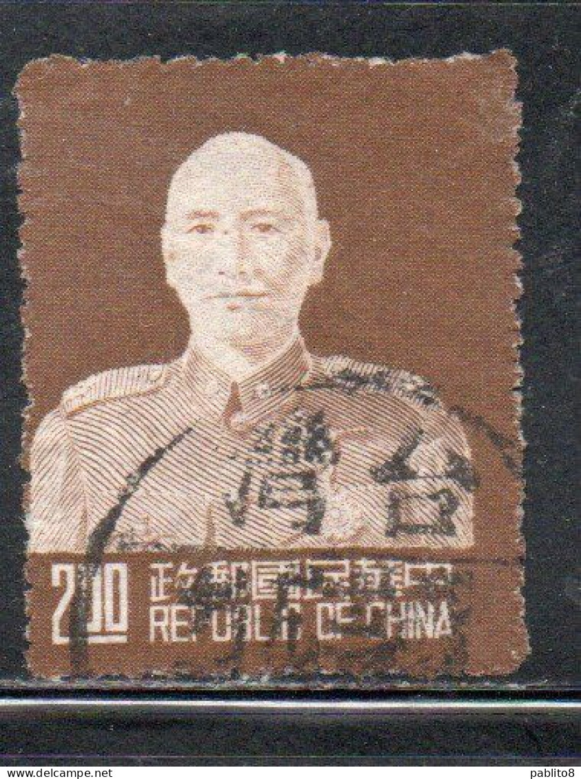 CHINA REPUBLIC CINA TAIWAN FORMOSA 1953 CHIANG KAI-SHEK PRESIDENT 2$ USED USATO OBLITERE' - Used Stamps
