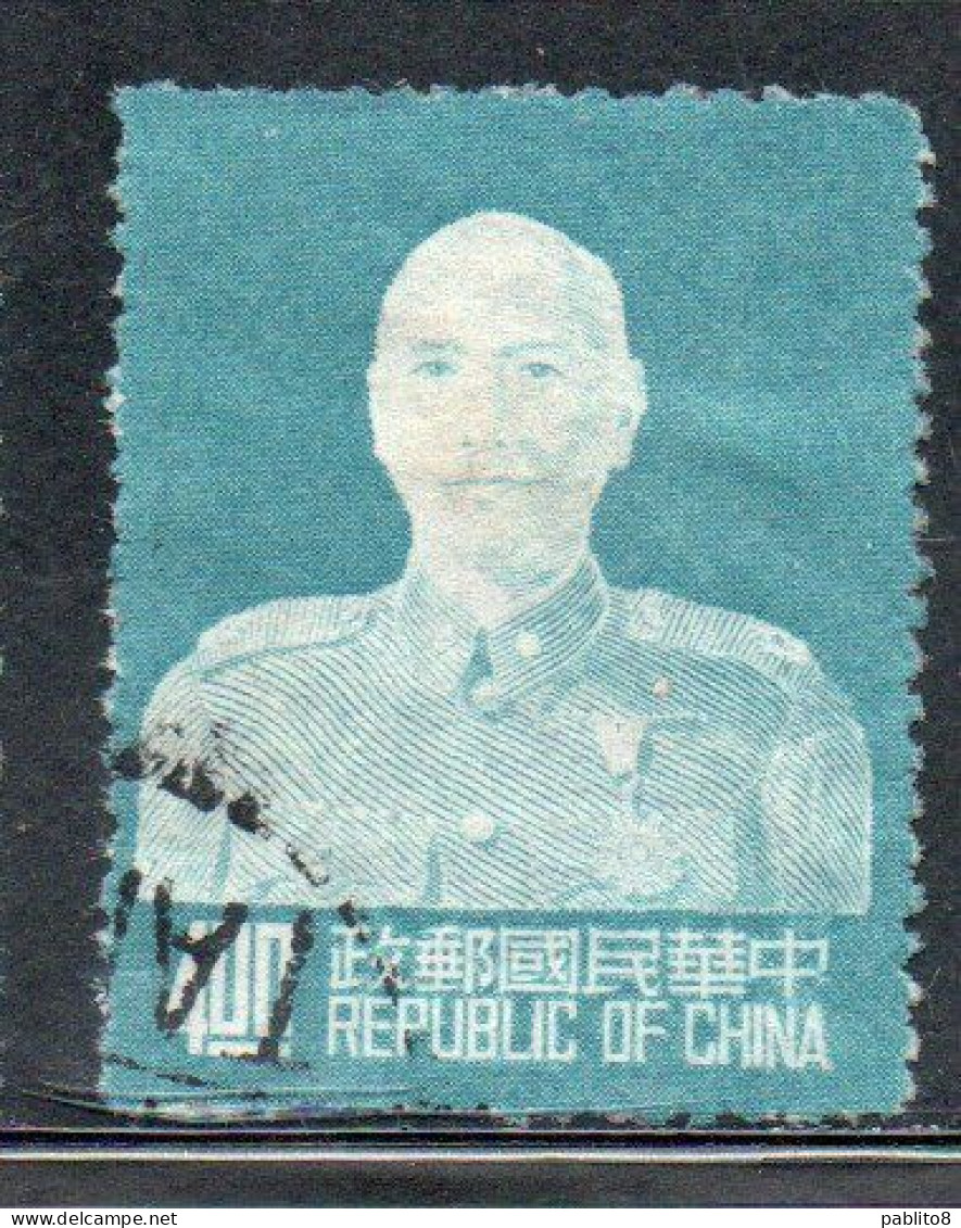 CHINA REPUBLIC CINA TAIWAN FORMOSA 1953 CHIANG KAI-SHEK PRESIDENT 4$ USED USATO OBLITERE' - Gebruikt