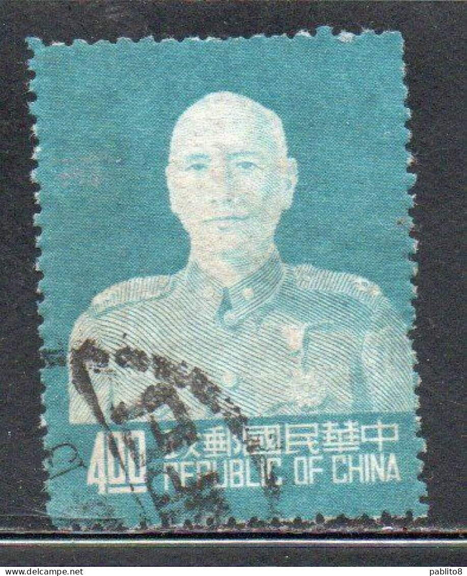 CHINA REPUBLIC CINA TAIWAN FORMOSA 1953 CHIANG KAI-SHEK PRESIDENT 4$ USED USATO OBLITERE' - Used Stamps