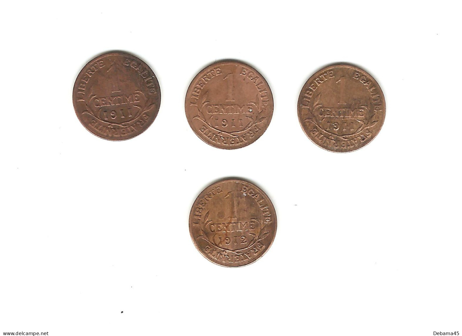 476/ France : DUPUIS : 3 X 1 Centime 1911 - 1 Centime 1912 - 1 Centime