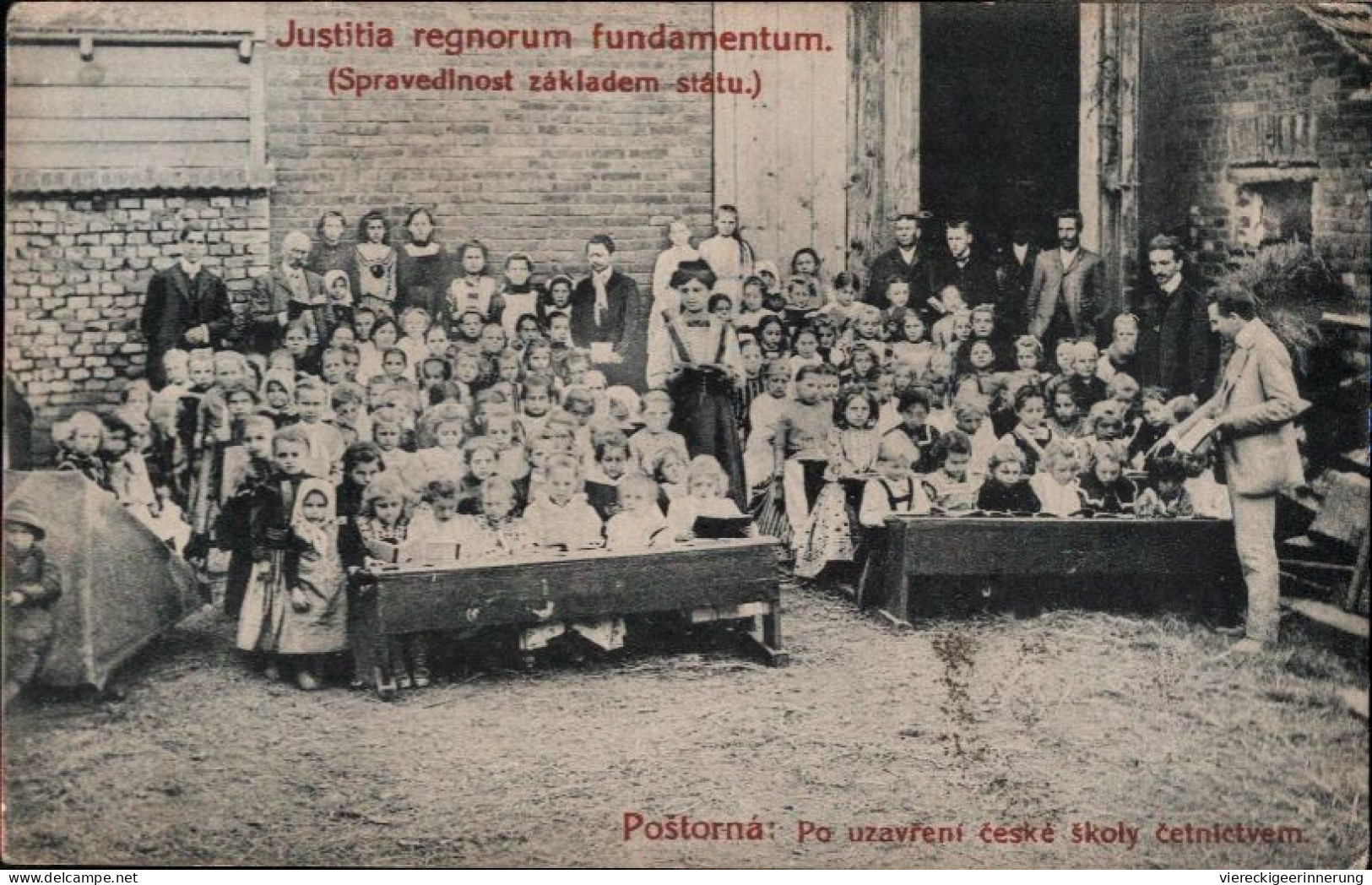 ! 1910 Alte Ansichtskarte Aus Poštorná, Schule, Skoly - Repubblica Ceca
