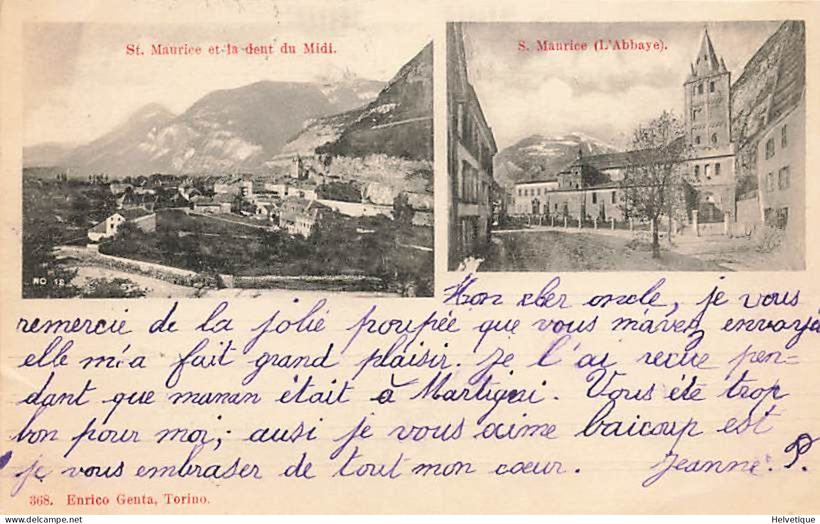 St Maurice Et La Dent Du Midi S. Maurice D'Abbaye 1900 Deux Photos - Saint-Maurice