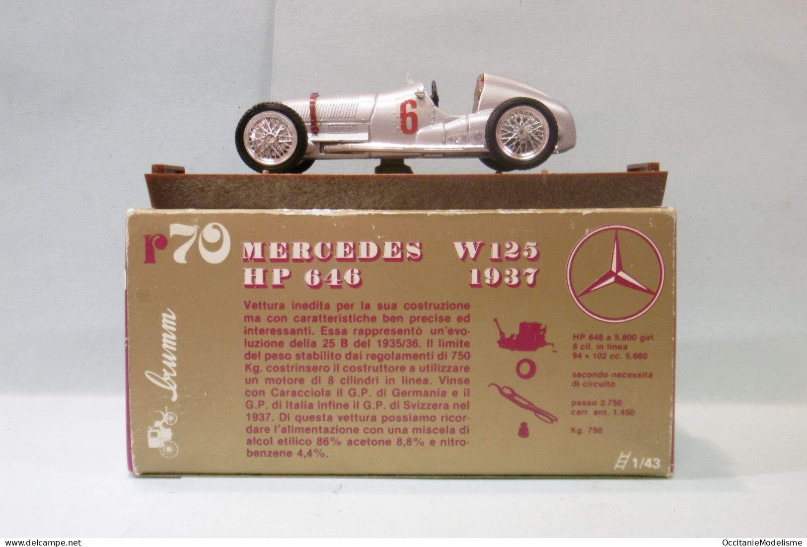 Brumm - MERCEDES BENZ W125 N°6 1937 Réf. R70 1/43 - Brumm