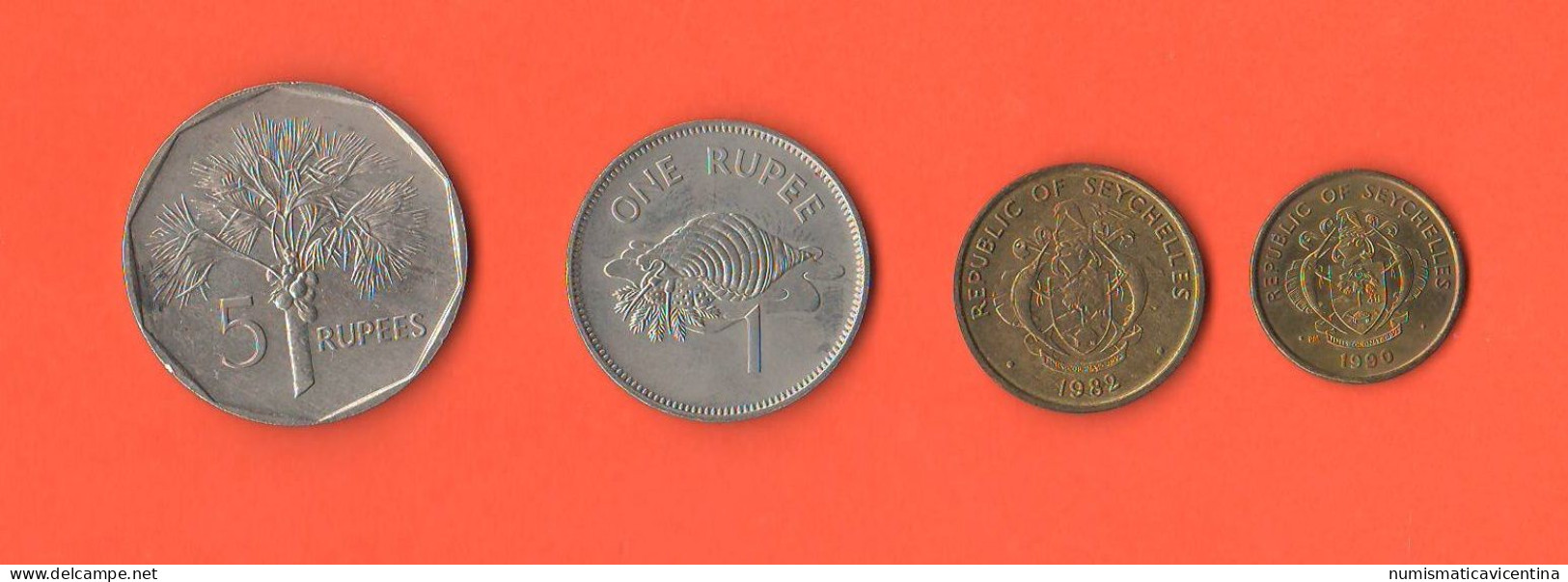 Seychelles 5 + 10 Cents + 1 + 5 Rupees Rupie - Seychelles