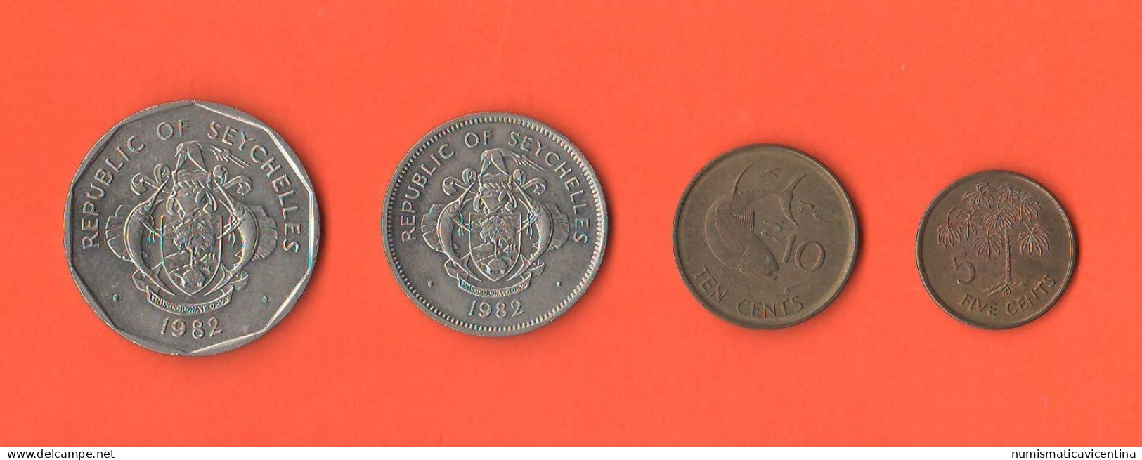 Seychelles 5 + 10 Cents + 1 + 5 Rupees Rupie - Seychelles