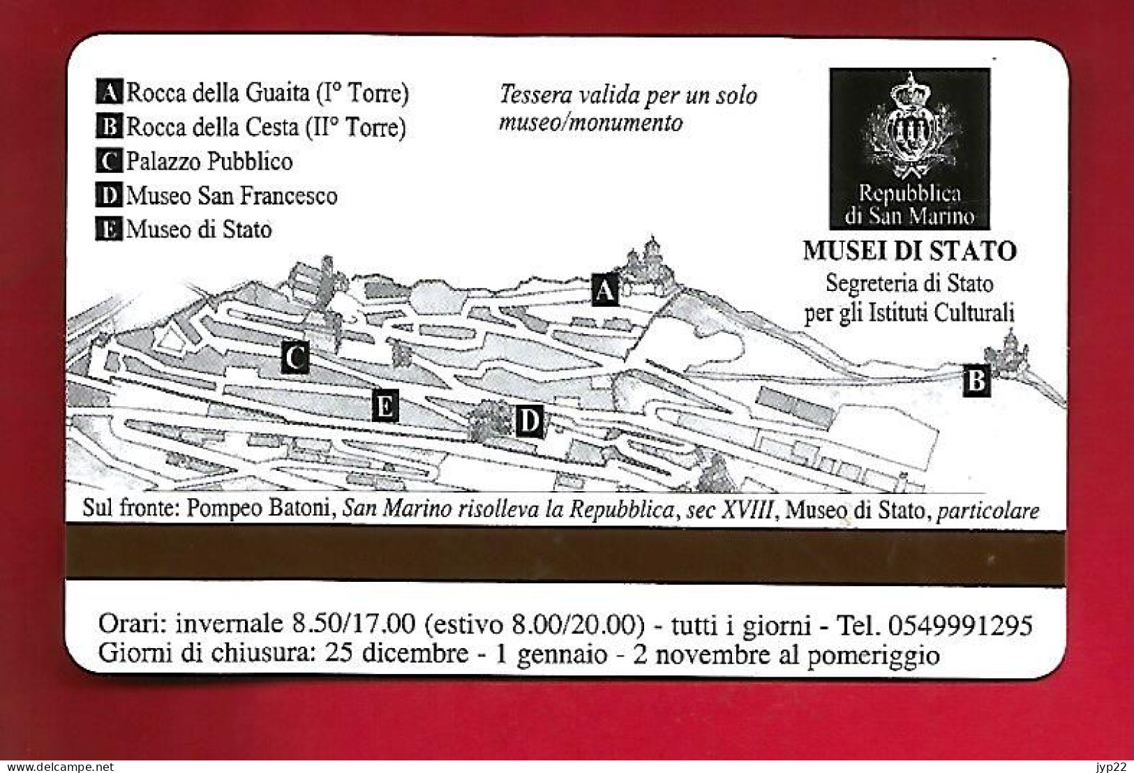 Télécarte Saint Marin San Marino Musei Di Stato 3-09-2000 1700° Anniversaire De La République - Tableau Peinture ... - San Marino