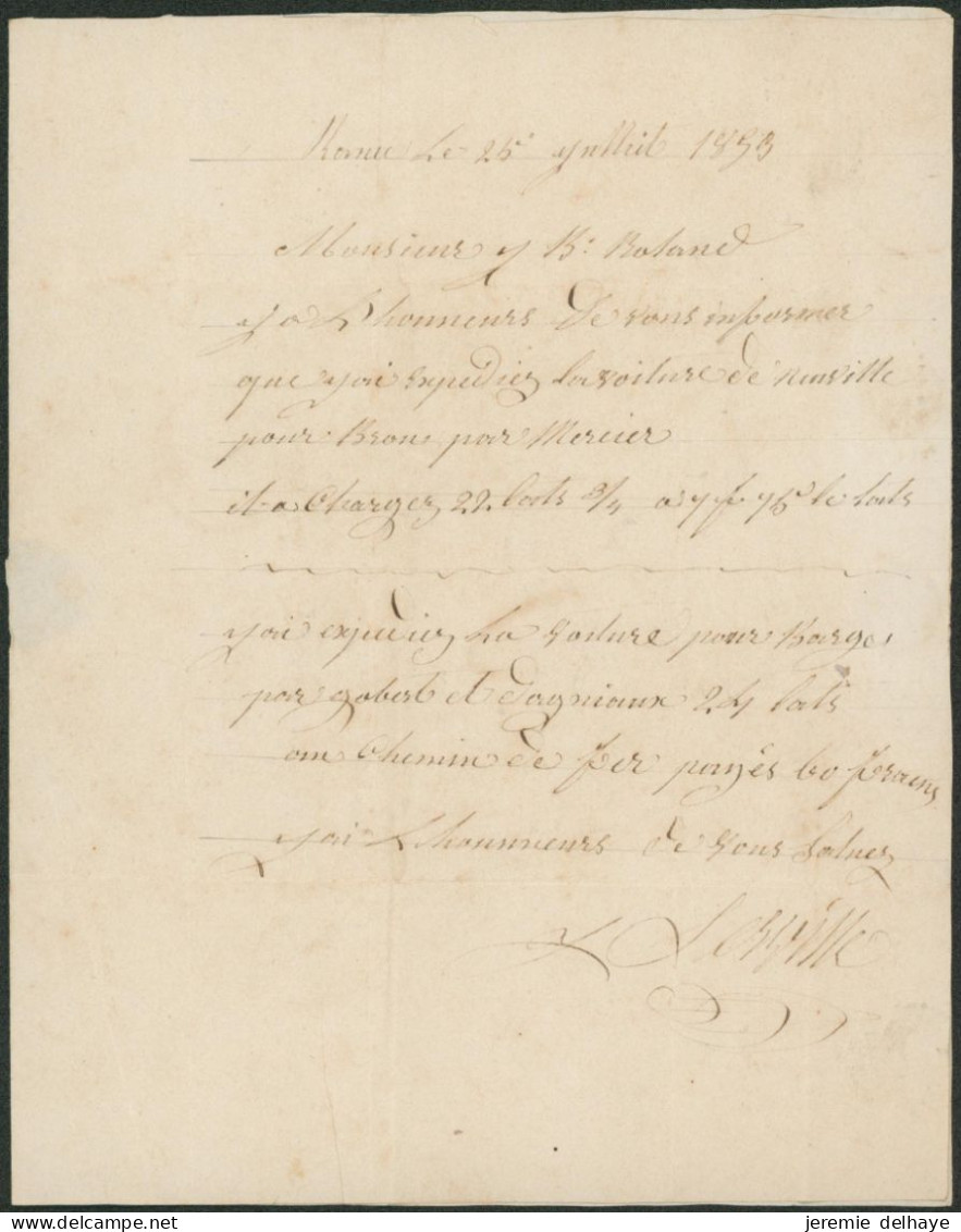 LAC Non Affranchie + Cachet Dateur "Rance" (1853), Port 2 Décimes > Roly + Arrivée Mariembourg - Posta Rurale