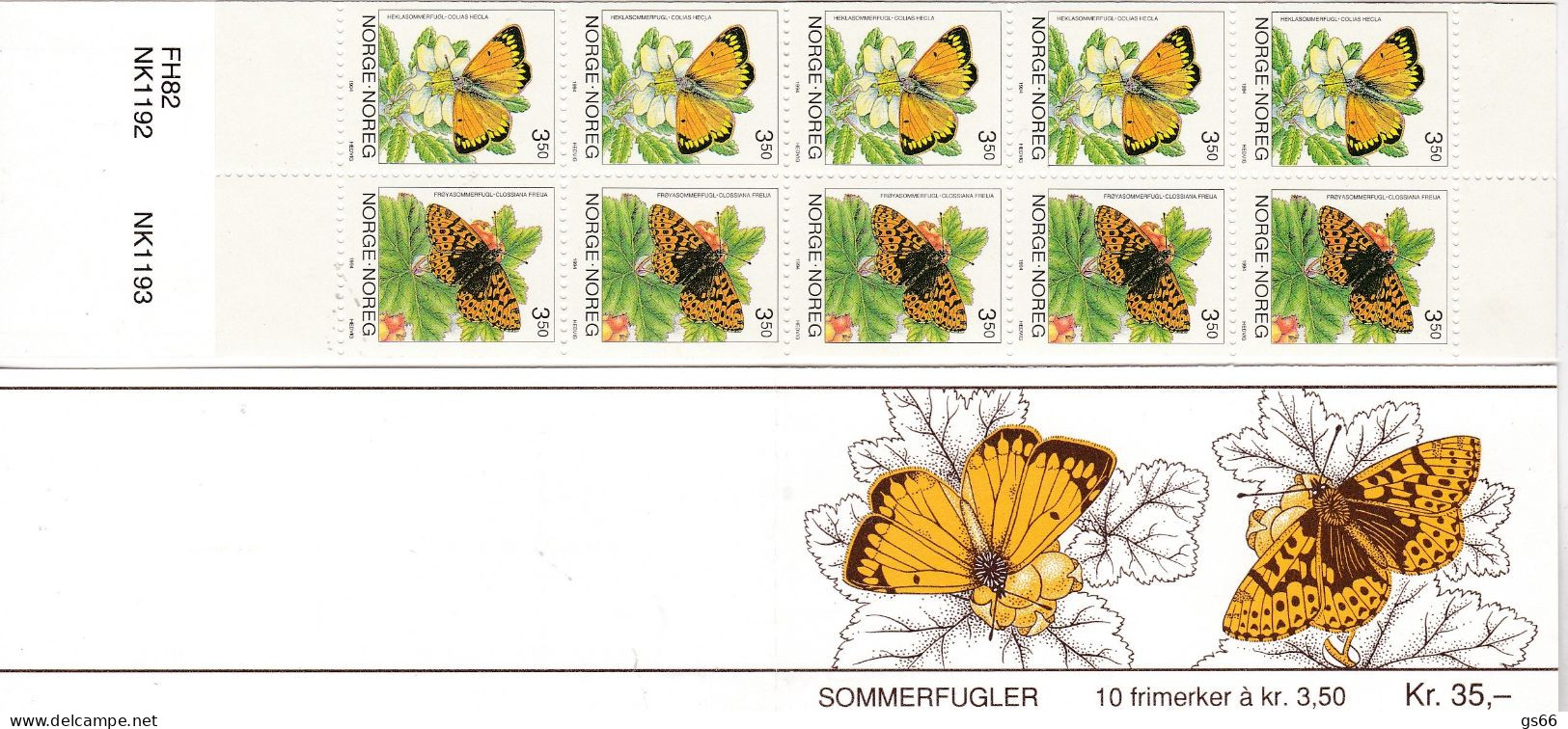 Norge, 1994. 1143/4, Booklet 22, MNH **, Schmetterlinge. - Carnets