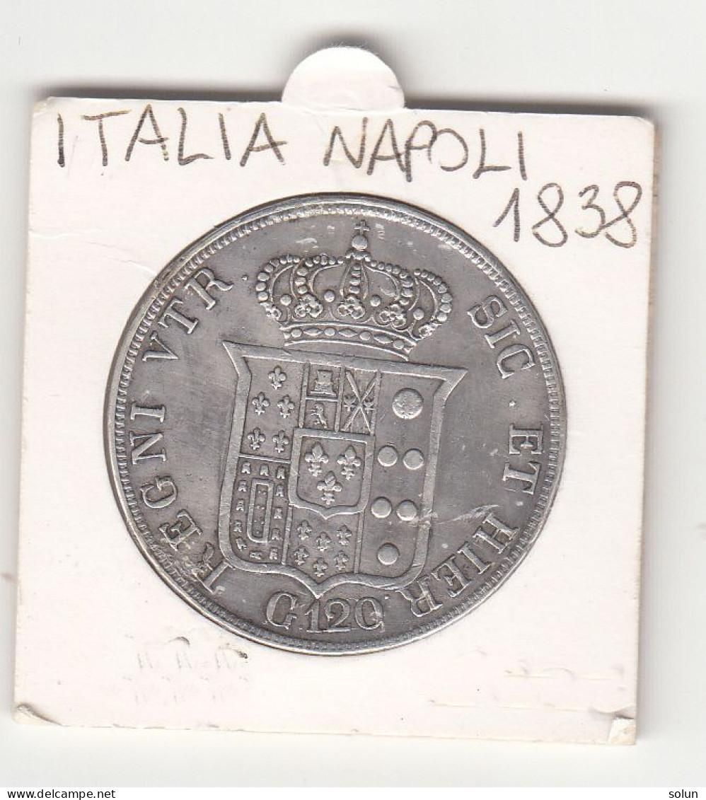 ITALIA NAPOLI FERDINANDO II  PIASTRA DA 120 GRANA 1838 ARGENTO - Napoli & Sicilia