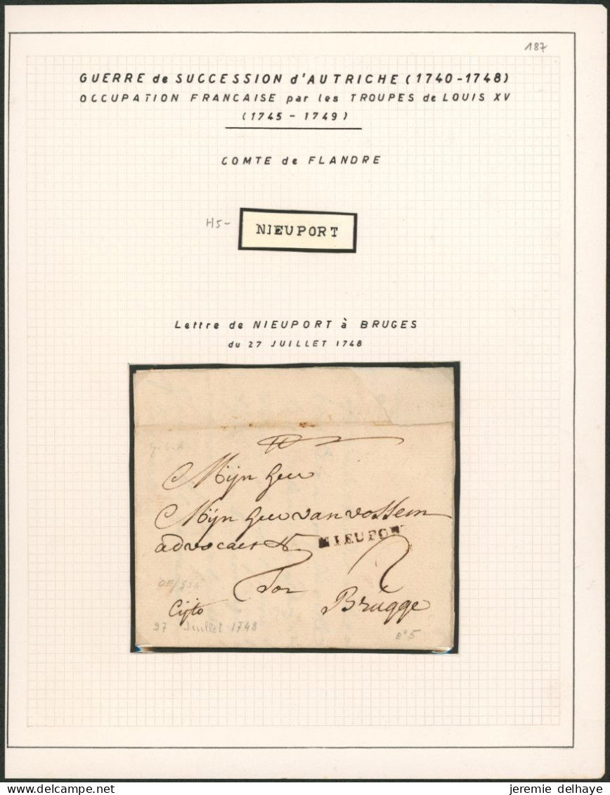 Page De Collection - Précurseur : LAC Datée De Nieuport (1748) + Obl Linéaire NIEUPORT, Cito > Brugge, Port "2" - 1714-1794 (Paises Bajos Austriacos)