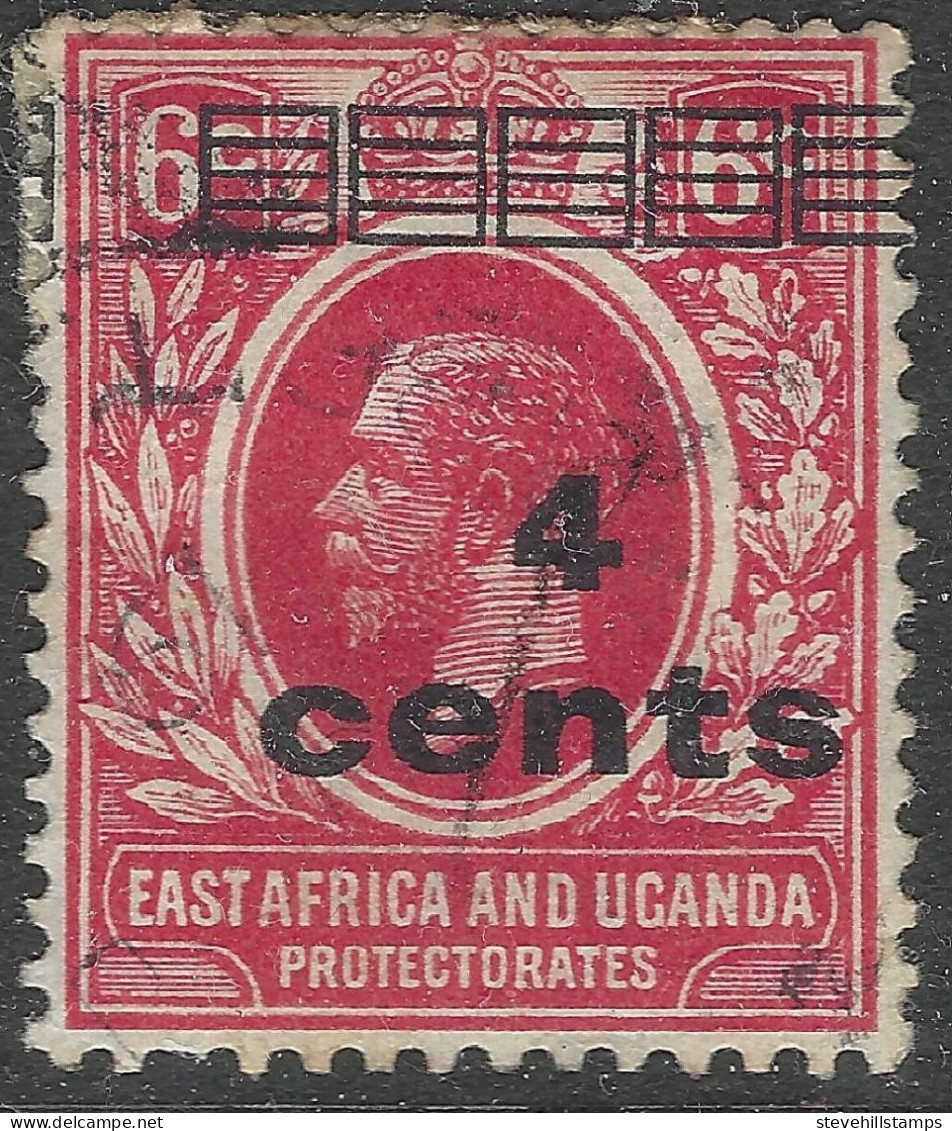 East Africa & Uganda Protectorates. 1919 KGV Surcharge. 4c On 6c Used. SG 64 - Protectorats D'Afrique Orientale Et D'Ouganda