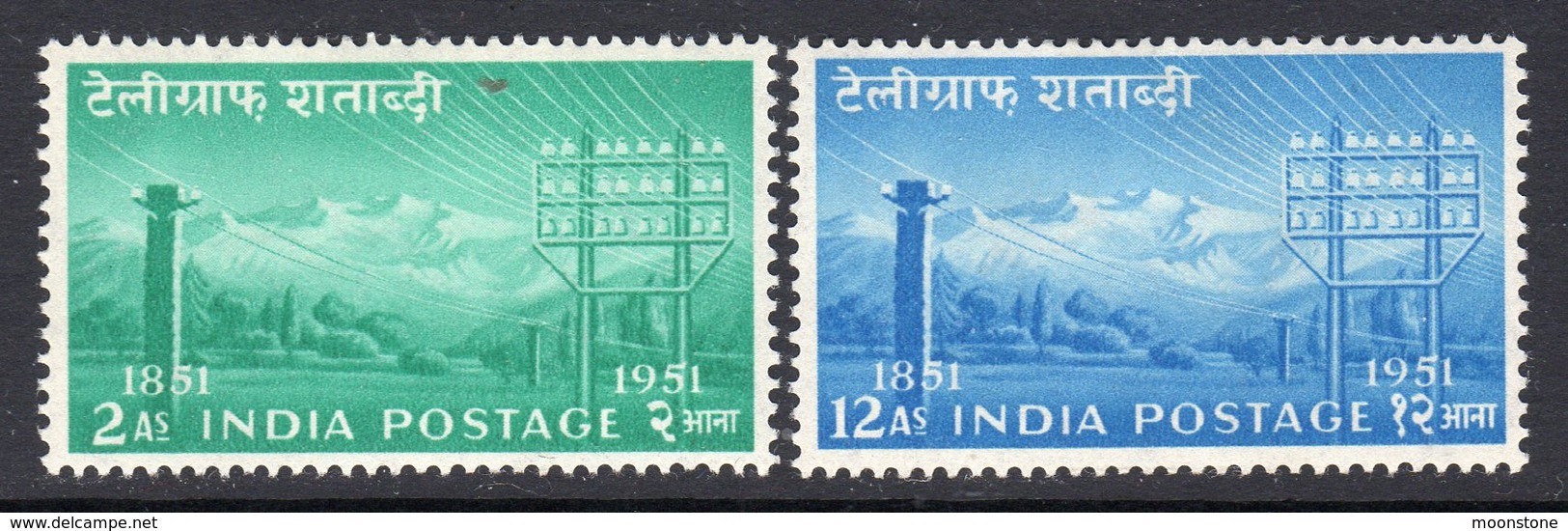 India 1953 Centenary Of Telegraphs Set Of 2, MLH, SG 346/7 (D) - Unused Stamps