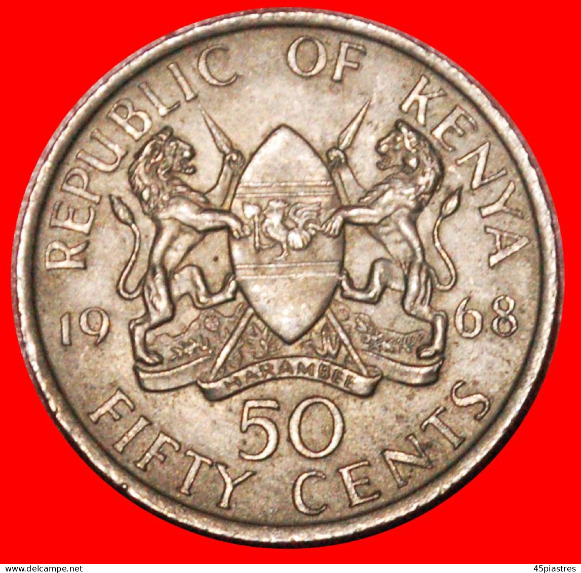 * GREAT BRITAIN (1966-1968): KENYA  50 CENTS 1968 COCK! ·  LOW START · NO RESERVE! - Kenya