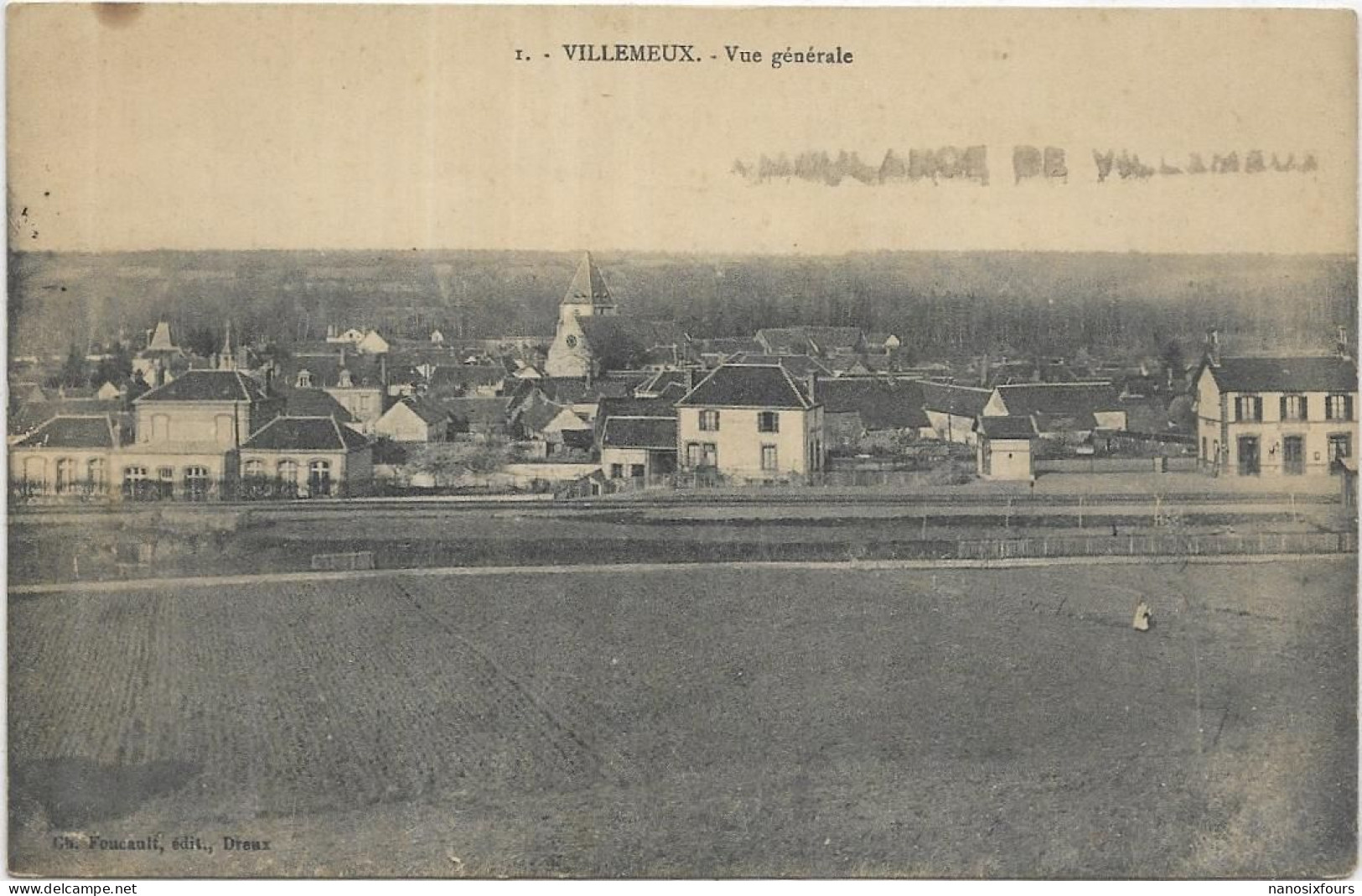 D 28.  VILLEMEUX VUE GENERALE.  CARTE ECRITE - Villemeux-sur-Eure