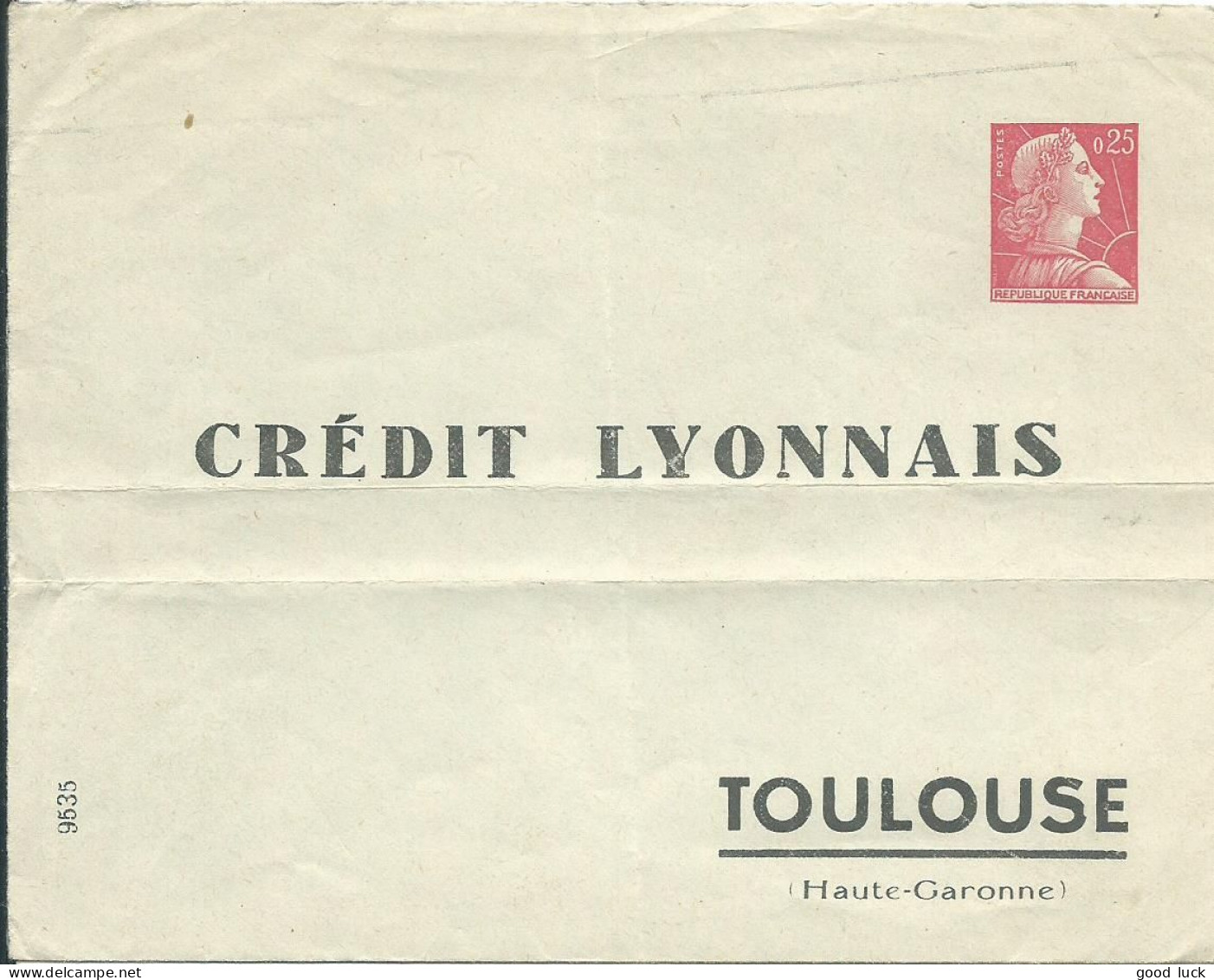 FRANCE ENTIER 25c MARIANNE REPIQUE C.L. DE TOULOUSE N° 9535  LETTRE COVER - Enveloppes Repiquages (avant 1995)