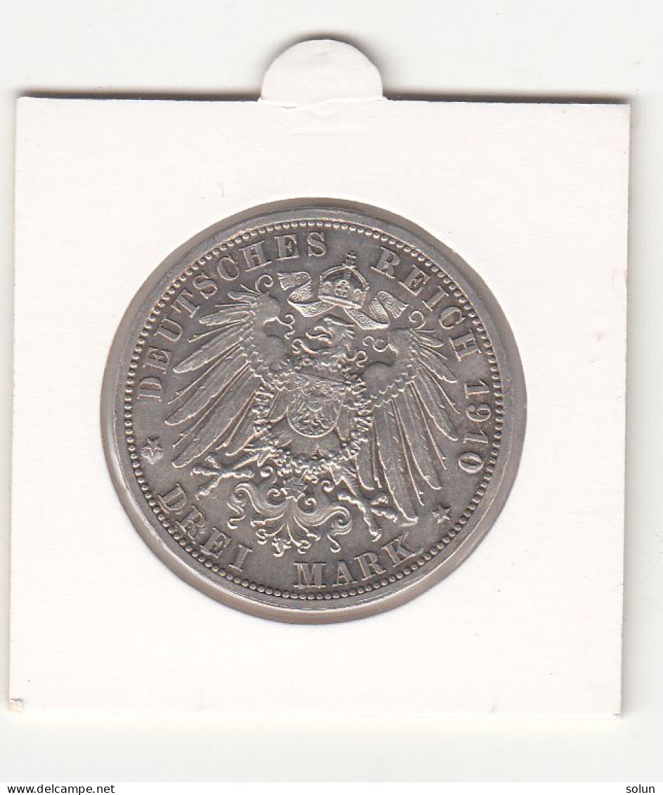 GERMANY 3 DREI MARK 1910 A Sachsen Weimar Eisenach 2.Hochzeit  SILVER - 2, 3 & 5 Mark Argent