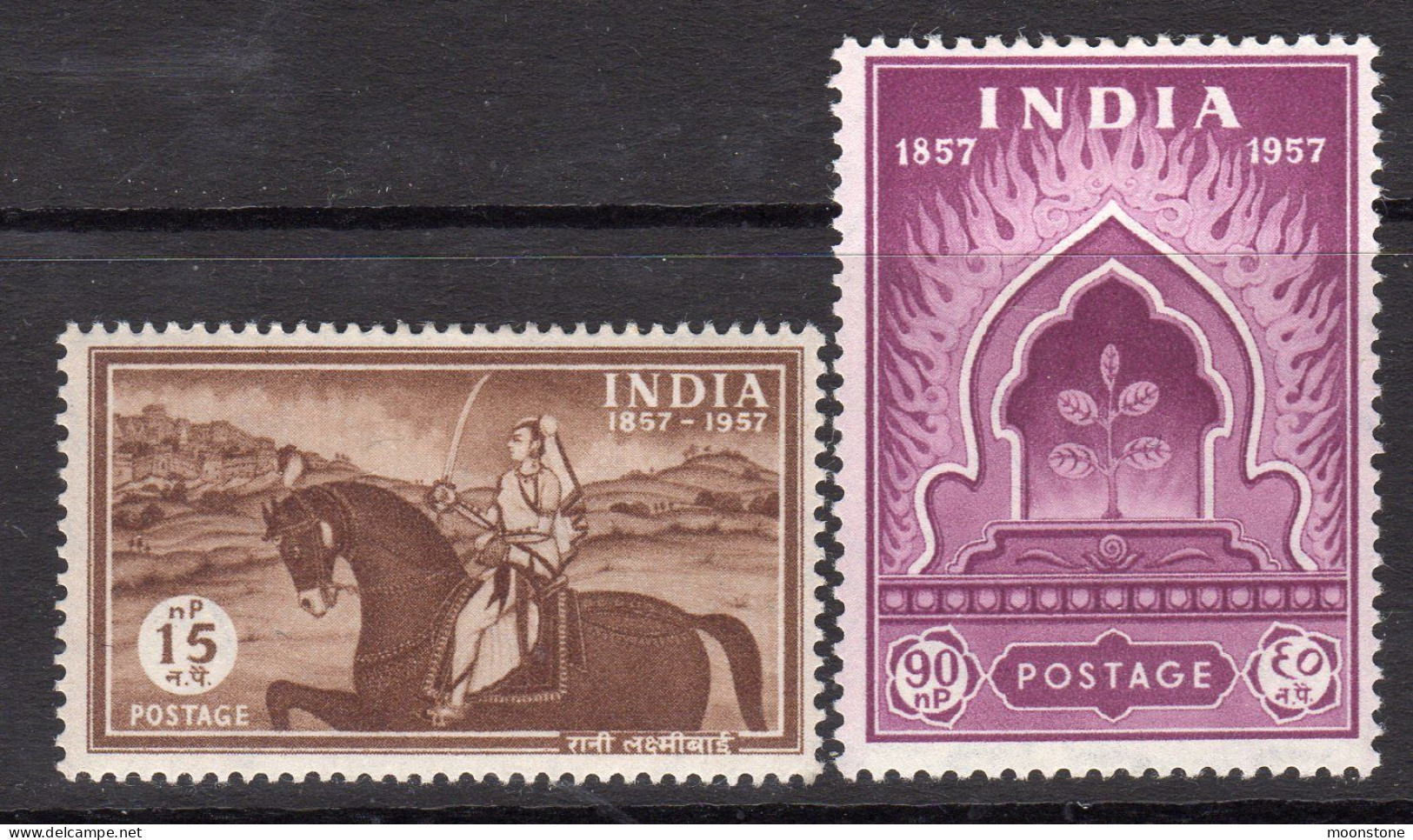 India 1957 Centenary Of Indian Mutiny Set Of 2, Hinged Mint, SG 386/7 (D) - Ungebraucht