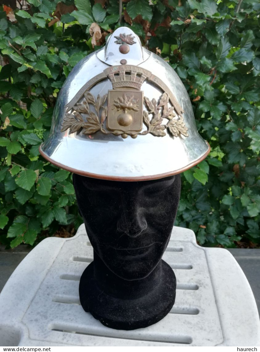 Casque Modèle 1933 En Acier Nickelé, Bandeau En Laiton Des Sapeurs- Pompiers De Salon-de-Provence - Firemen