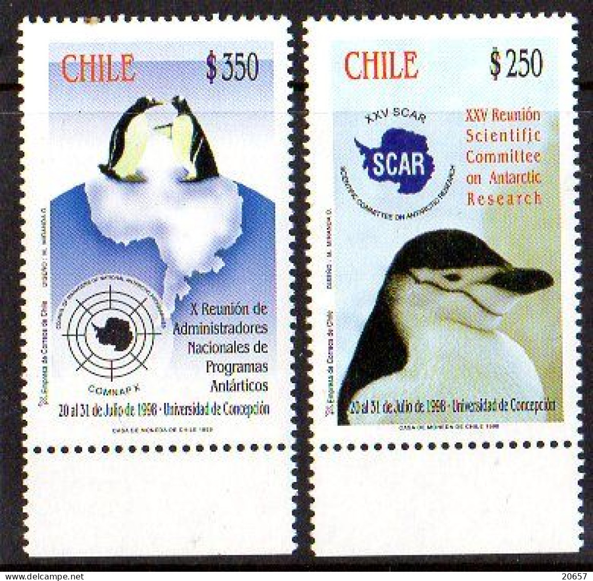 Chili Chile 1455/56 Base, Manchot, Pingouin - Faune Antarctique