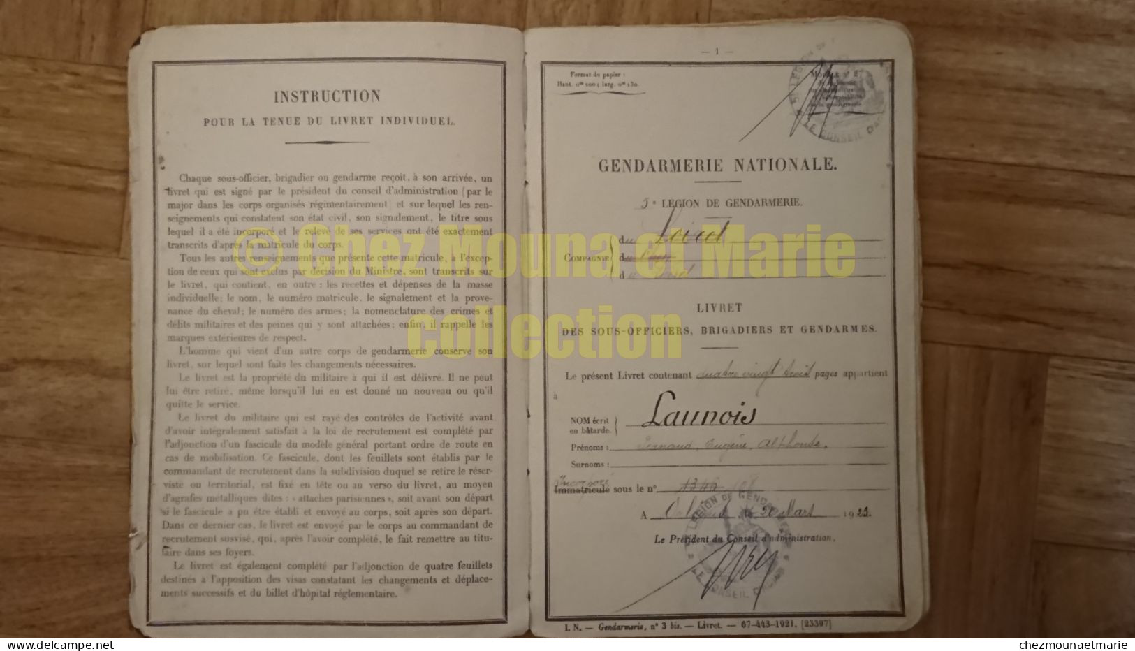 GENDARMERIE 5E LEGION LIVRET LAUNOIS FERNAND NE A PARIS EN 1898 1ERE ET 2DE GUERRES PRISONNIER A CASSEL 5 DECORATIONS - Police