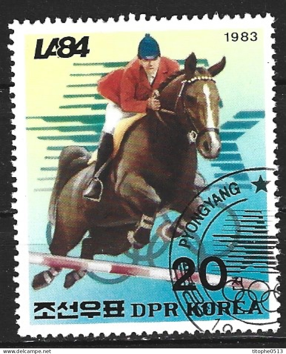 DPR KOREA. Timbre Oblitéré De 1983.  Jumping Aux J.O. De Los Angeles. - Springreiten