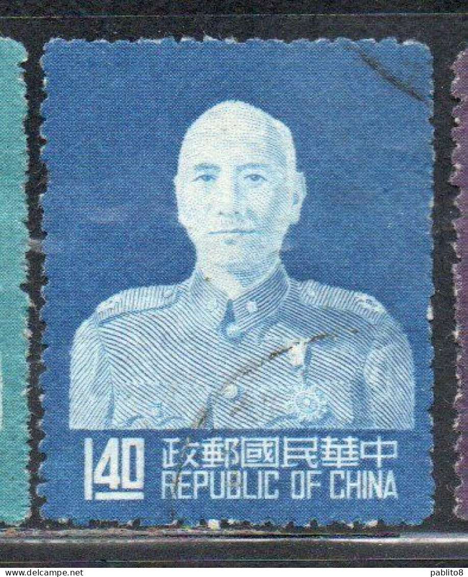 CHINA REPUBLIC CINA TAIWAN FORMOSA 1953 CHIANG KAI-SHEK PRESIDENT 1.40$ USED USATO OBLITERE' - Used Stamps