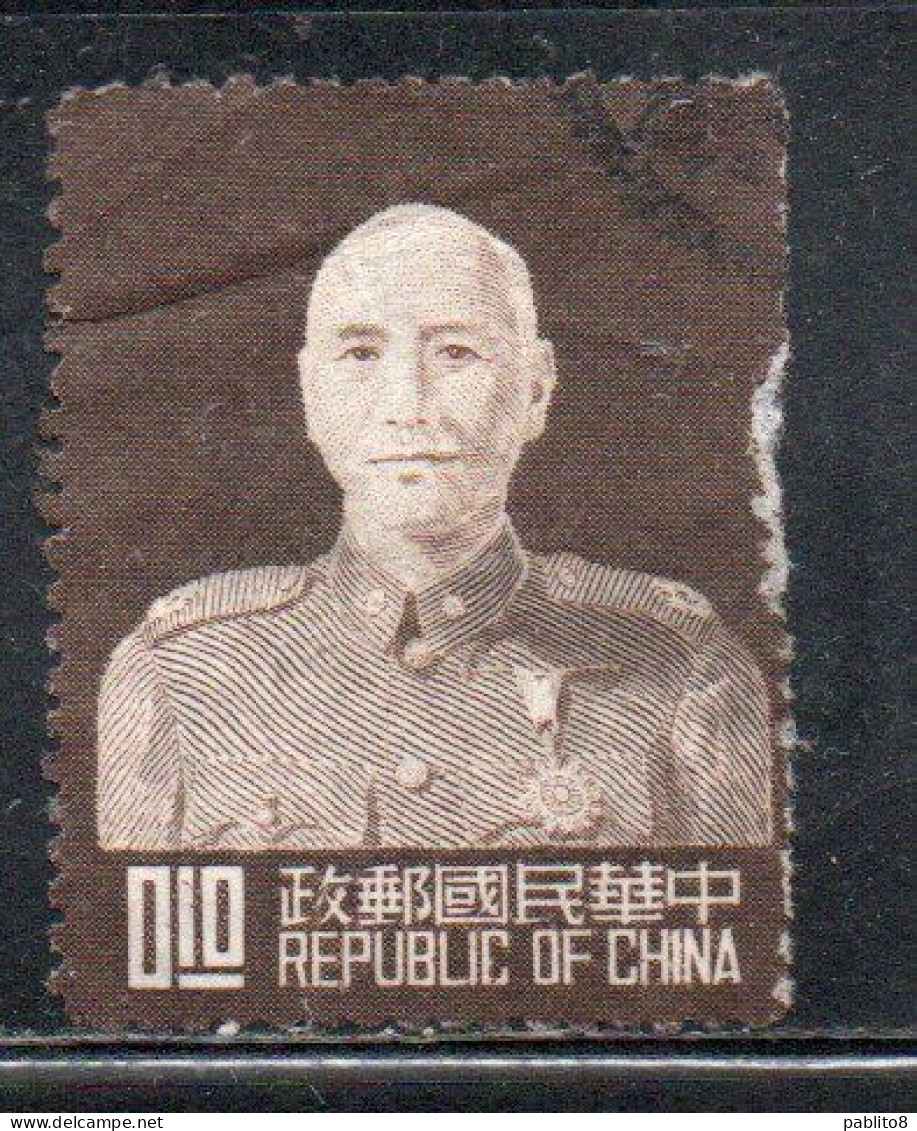 CHINA REPUBLIC CINA TAIWAN FORMOSA 1953 CHIANG KAI-SHEK PRESIDENT 10c USED USATO OBLITERE' - Used Stamps