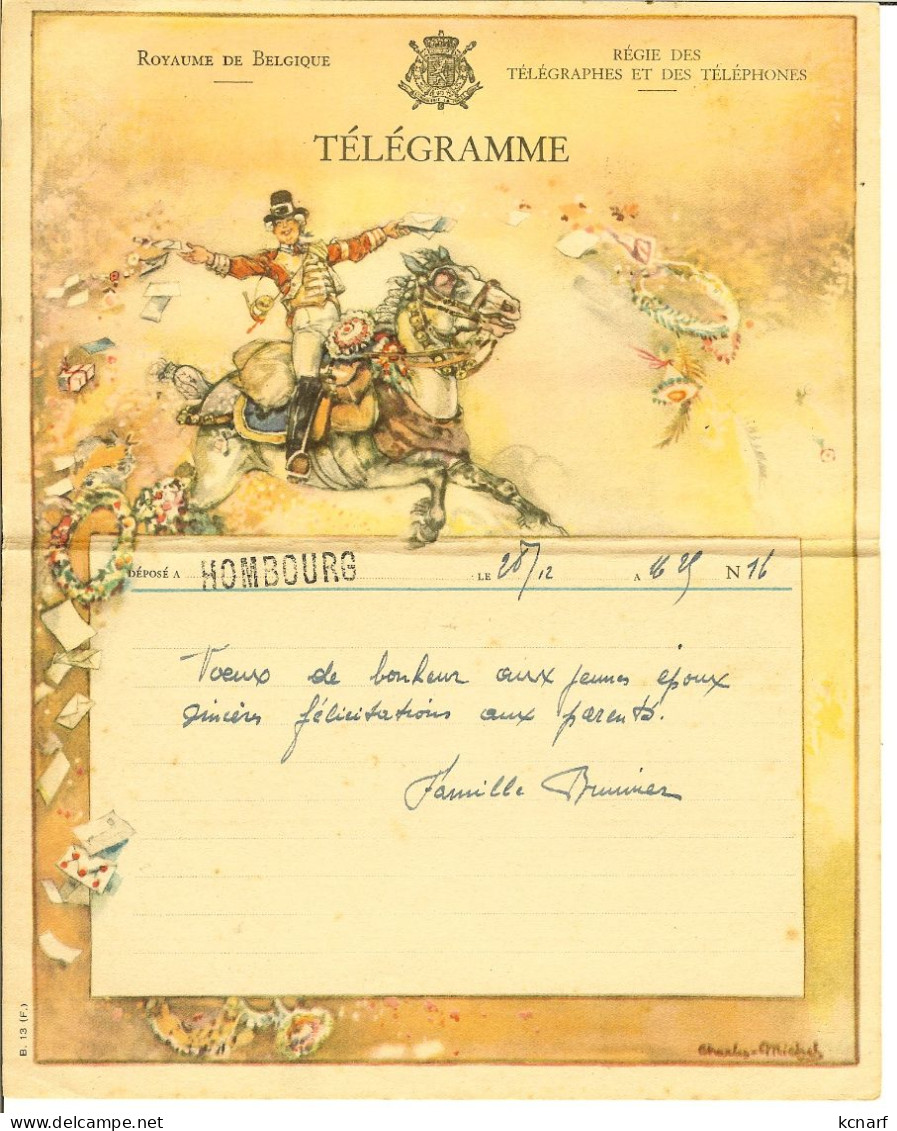 TELEGRAM B 13 ( F ) TELEGRAMME Cachet De HOMBOURG Avec Griffe - Telegramas