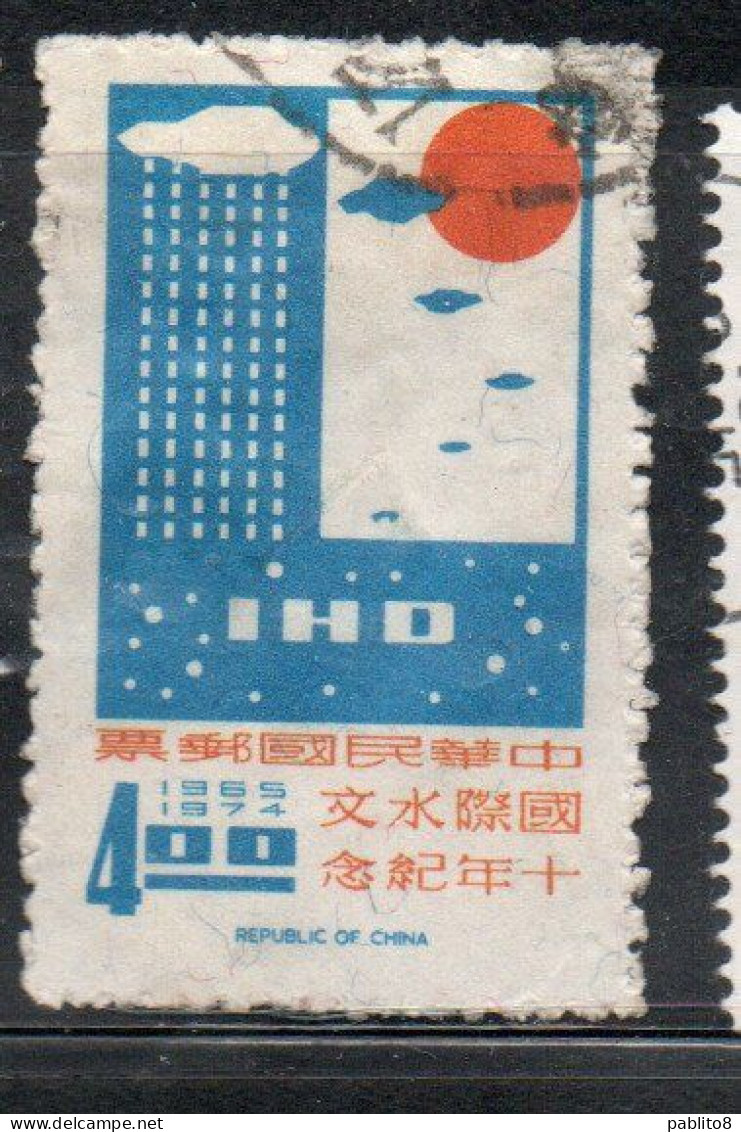 CHINA REPUBLIC CINA TAIWAN FORMOSA 1968 IHO HYDROLOGICAL DECADE UNESCO SYMBOLIC WATER CYRCLE 4$ USED USATO OBLITERE' - Used Stamps