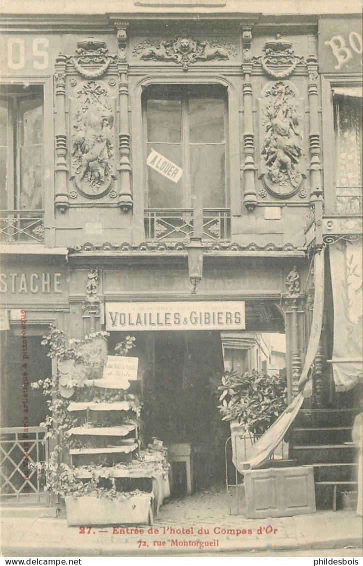 PARIS  2eme Arrondissement   Entrée De L'hotel Des Compas D'Or   72 Rue De Montorgueil - Arrondissement: 02