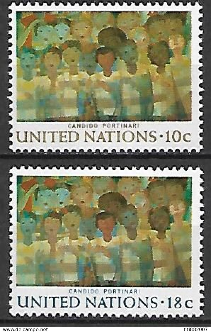 NATIONS - UNIES    -    1974 .  Y&T N° 240 / 241 * .   Fresque De Candido Portinari  /  Peintre Brésilien.. - Neufs