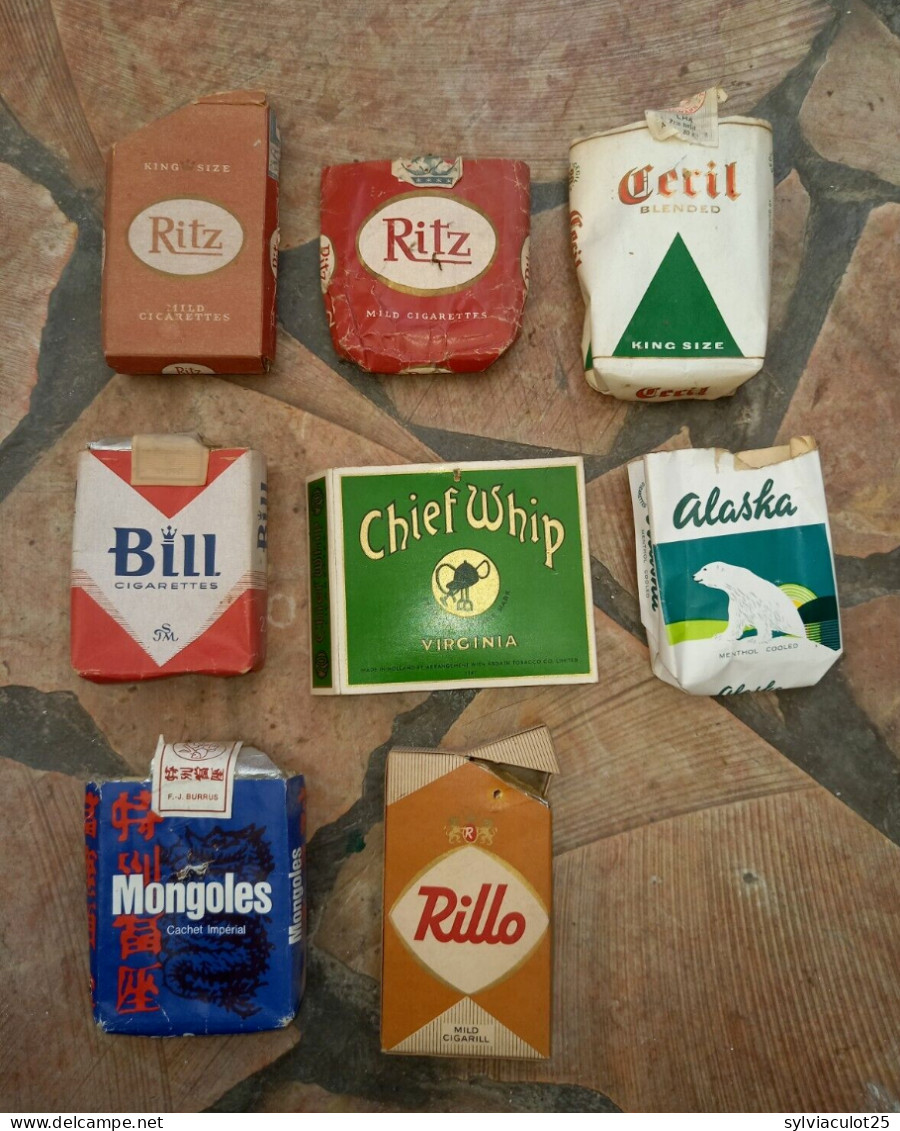 Mongoles Alaska Danmark Holland & Autres 8 Paquets De Cigarettes Vide - Rite, Bill, Cecil, Rillo - Other & Unclassified