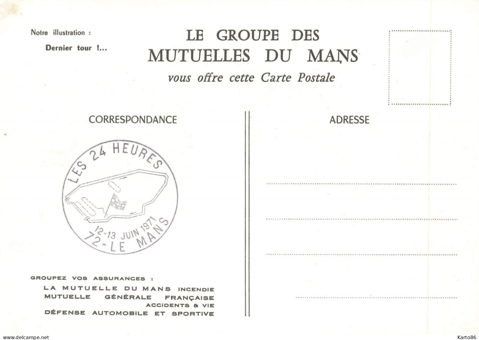 24heures Du Mans 1971 + CACHET * CP Illustrateur * Course Automobile * Pilotes Voitures - Le Mans