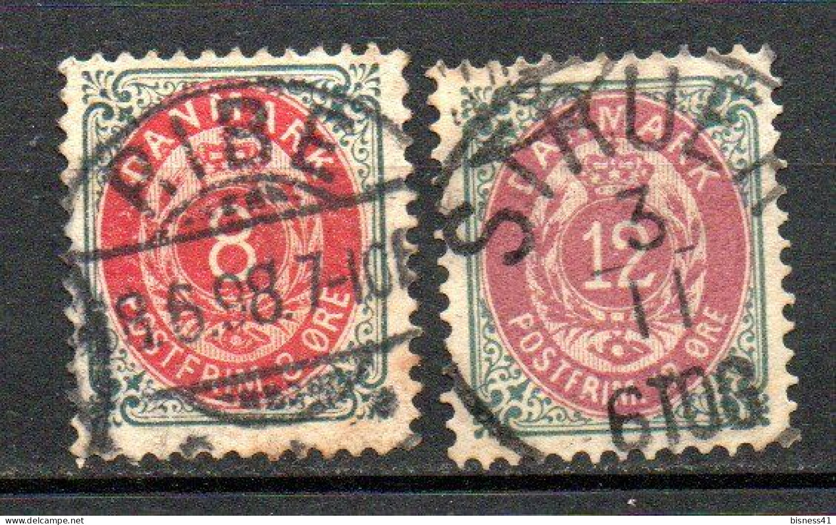 Col33 Danemark Denmark Danmark 1875 N° 24 & 25 D12 Oblitéré Cote : 5,50€ - Used Stamps