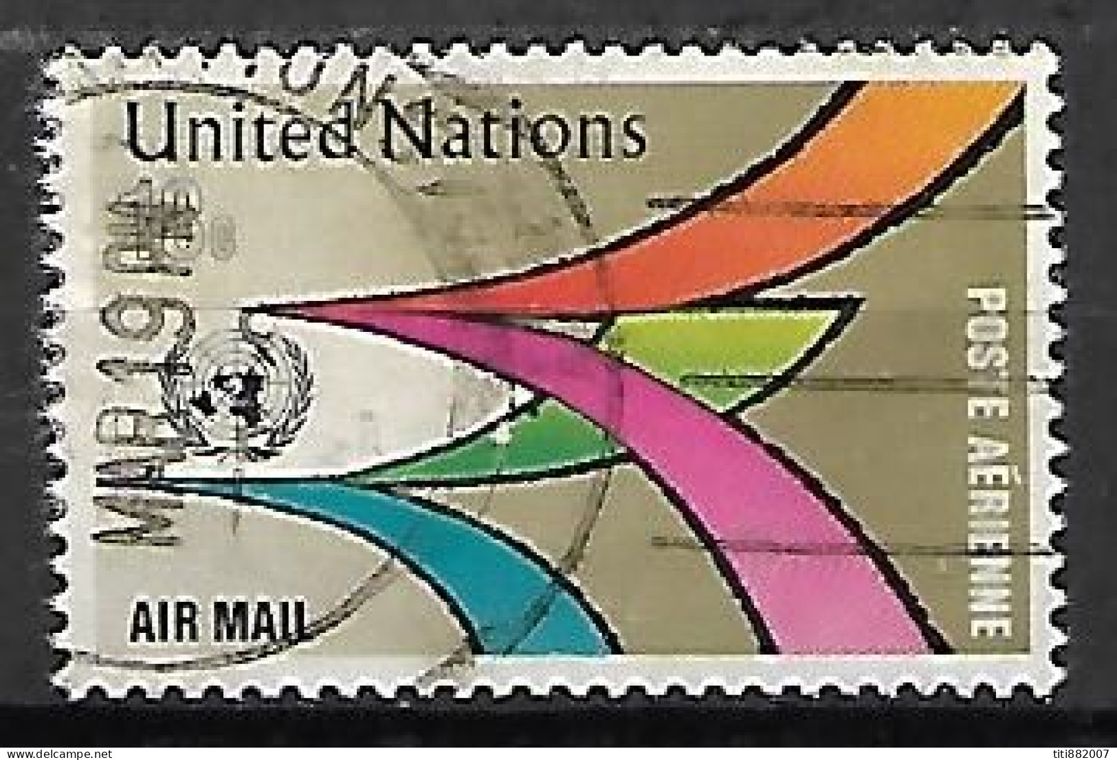 NATIONS - UNIES    -    Aéro   -   1974 .  Y&T N° 20 Oblitéré.   Chemins Du Ciel - Airmail