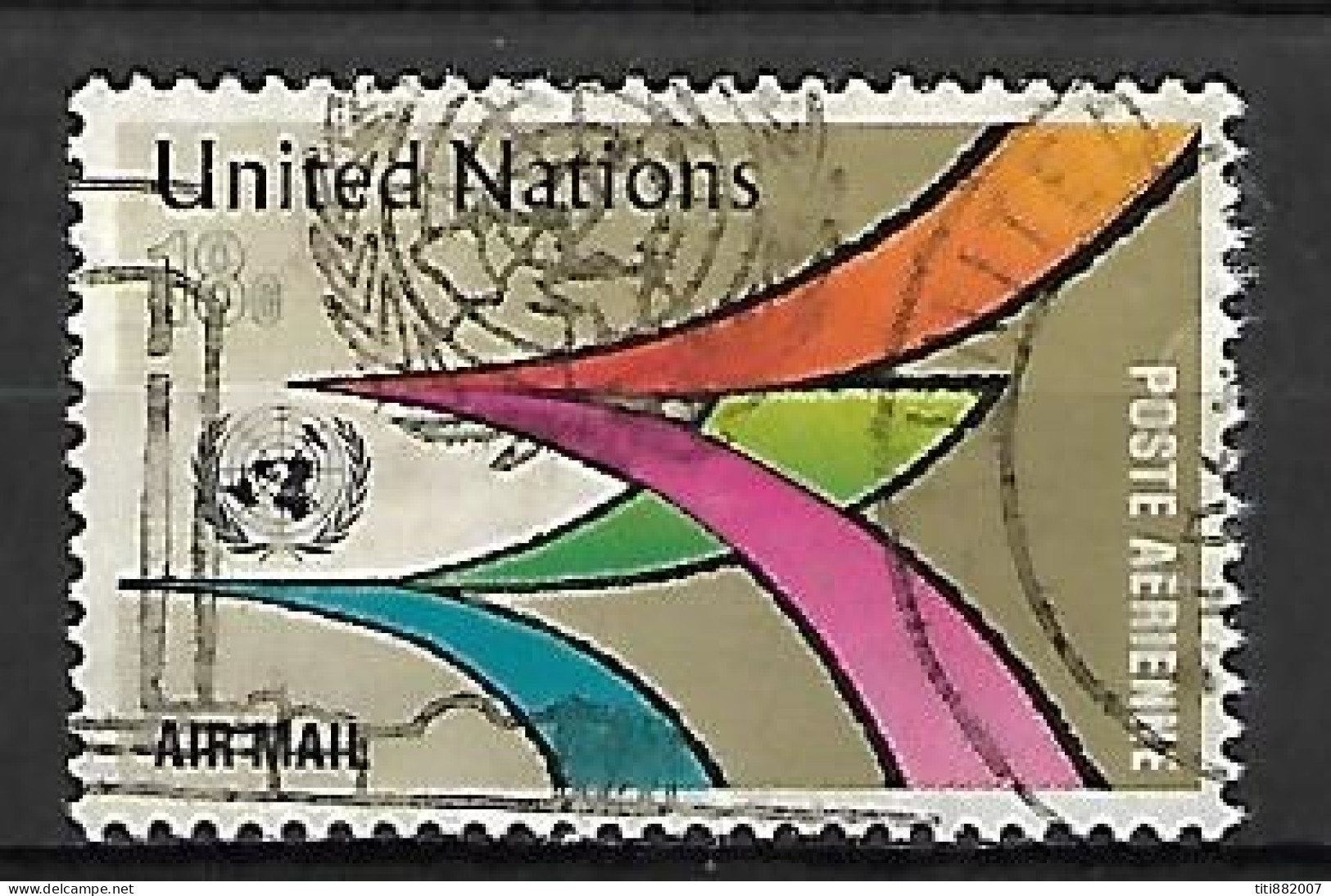 NATIONS - UNIES    -    Aéro   -   1974 .  Y&T N° 20 Oblitéré.   Chemins Du Ciel - Airmail