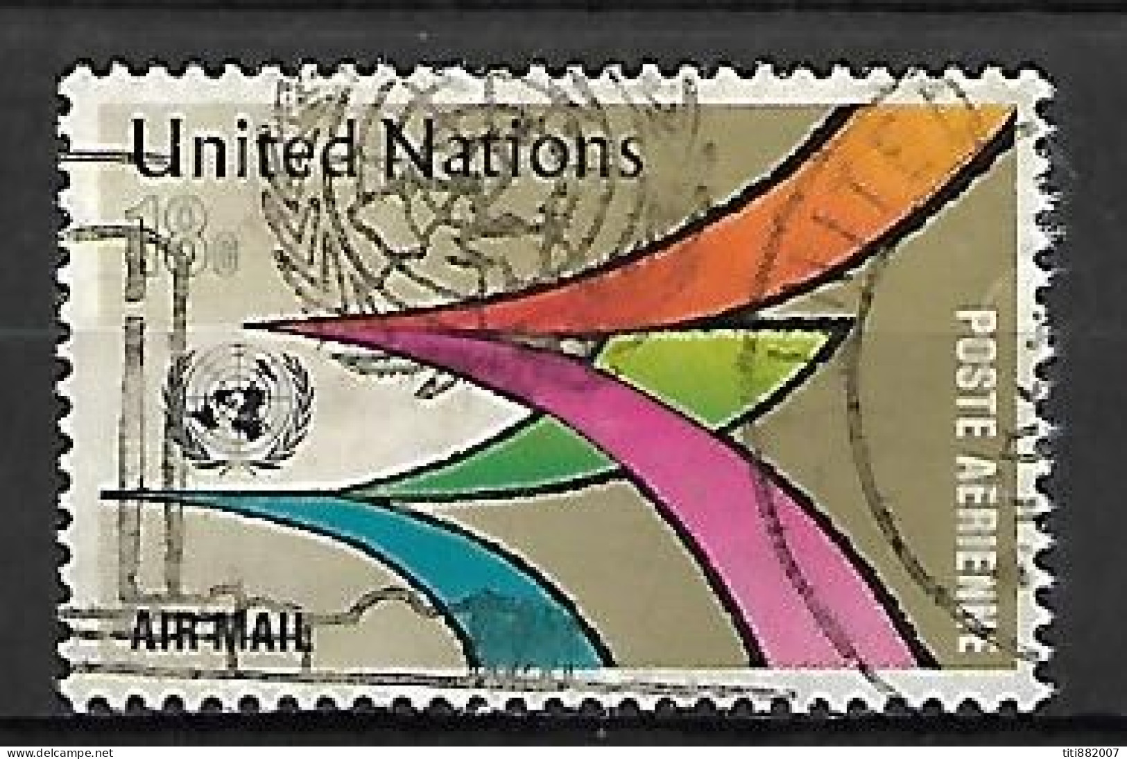 NATIONS - UNIES    -    Aéro   -   1974 .  Y&T N° 20 Oblitéré.   Chemins Du Ciel - Posta Aerea