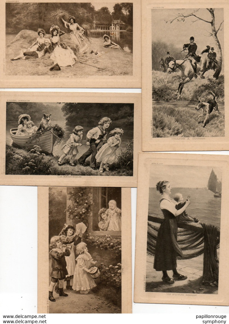 Par Laboratoires Berger, La Varenne Saint Hilaire, 5 Cartes. Chasse à Courre, Marin, Sérenade, Remorque, Foins.tableaux. - Santé