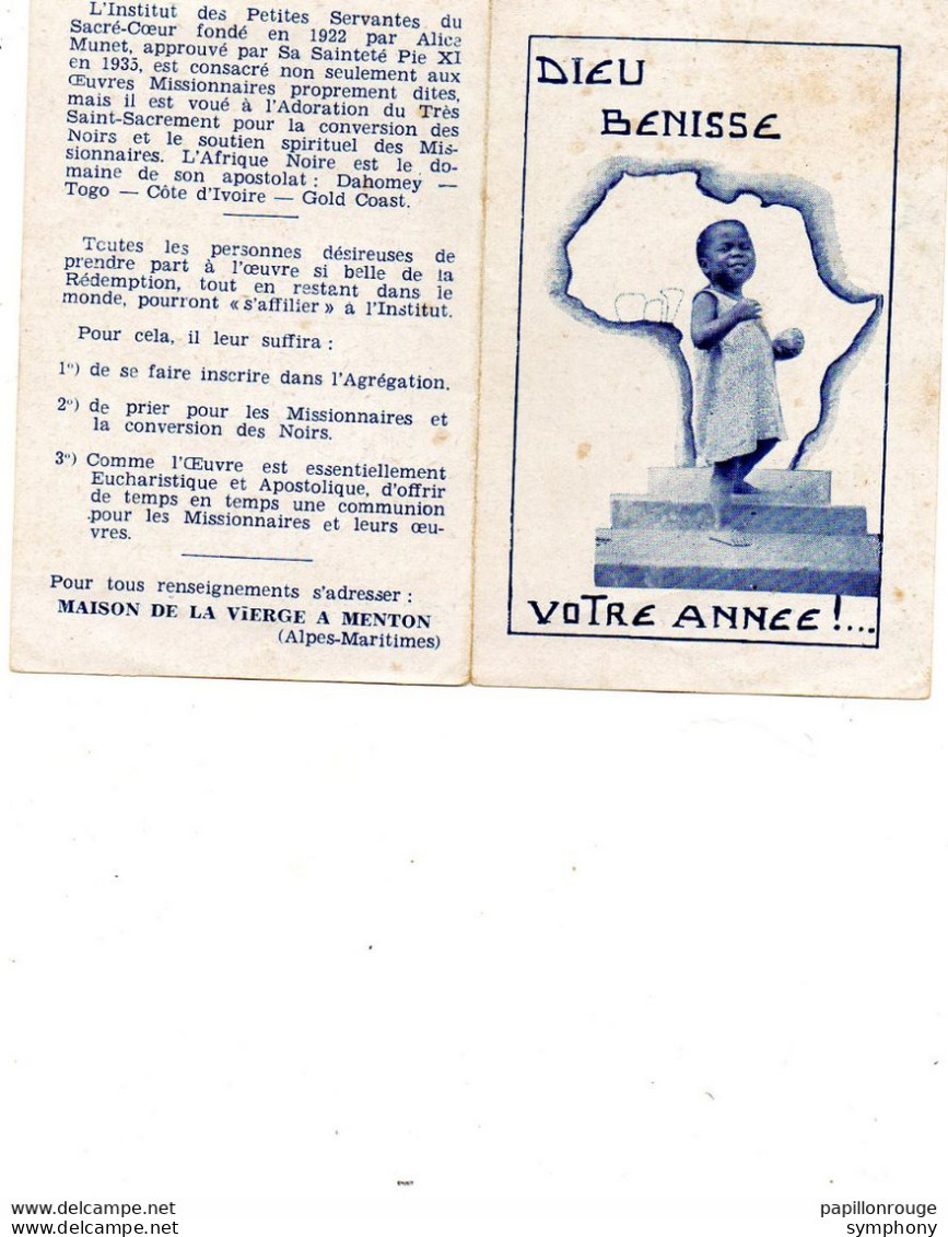 Calendrier Double- 1949 - Petites Servantes Du Sacré-coeur - Maison De La Vierge - Menton - 2 Scans - - Petit Format : 1941-60