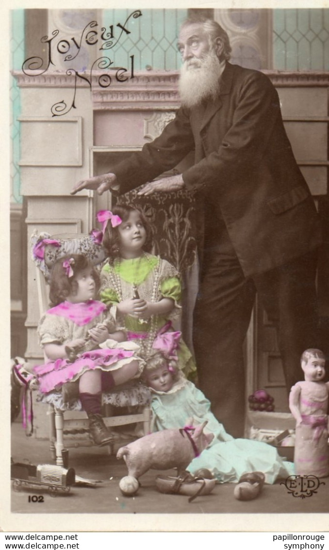 CP. Fillette Avec Leur Père, Poupées, Jouets. 1908. - Groupes D'enfants & Familles