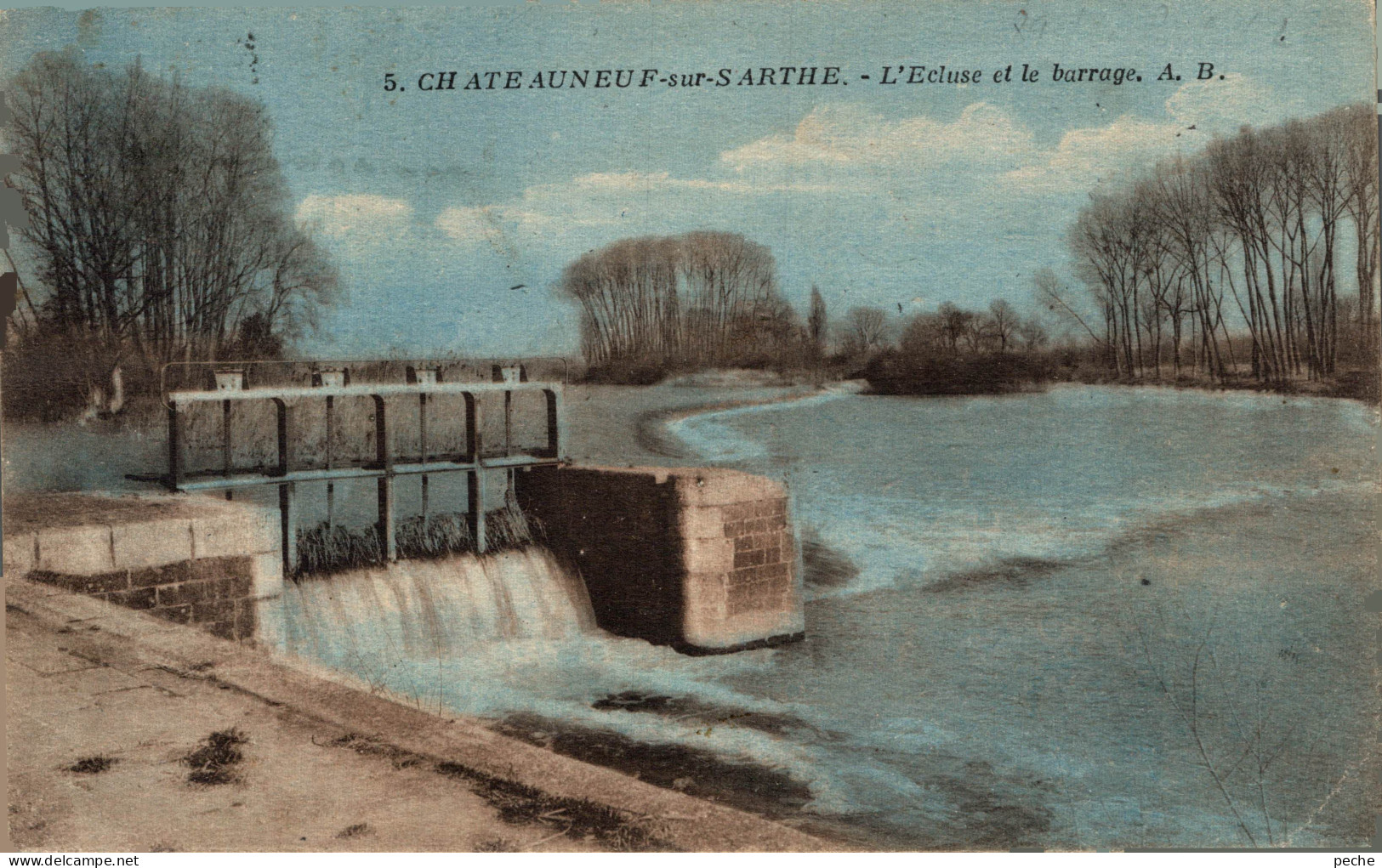 N°106869 -cpa Chateauneuf Sur Sarthe -l'écluse Et Le Barrage- - Chateauneuf Sur Sarthe