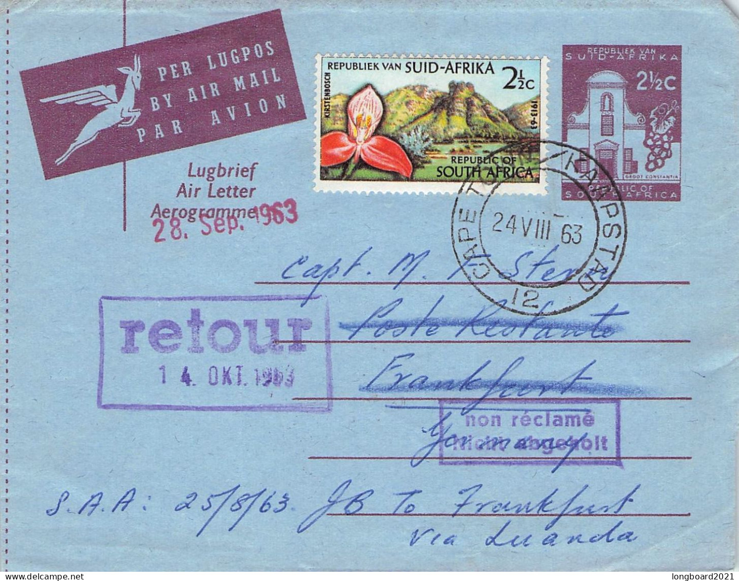 SOUTH AFRICA - AEROGRAMME 1963  > GERMANY  / *311 - Luftpost